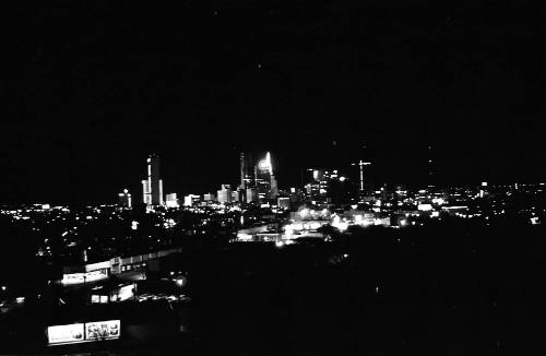 Image of the Dallas skyline on the night of November 22, 1963