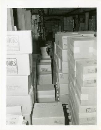 Photograph of boxes on the sixth floor of the Texas School Book Depository