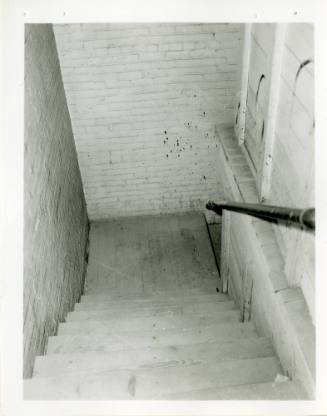 Photo of stairs near the rifle location in the Texas School Book Depository