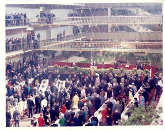 Color photograph of Dallas Trade Mart luncheon on November 22, 1963