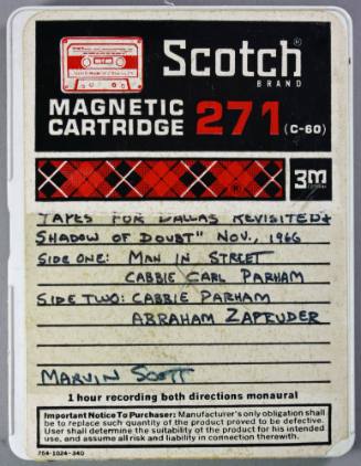 Audio cassette of 1966 interviews conducted by Marvin Scott in Dallas