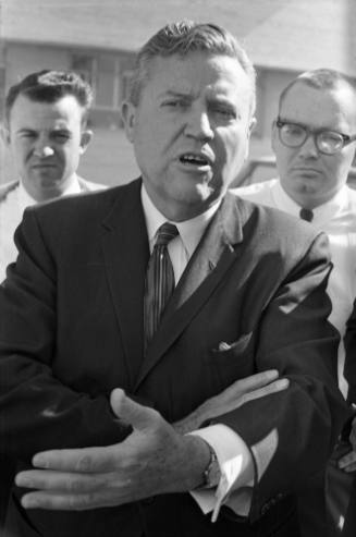 Image of Senator Ralph Yarborough outside Parkland Hospital