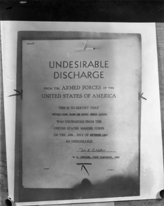 Image of Lee Harvey Oswald's Undesirable Discharge from the US Marine Corps