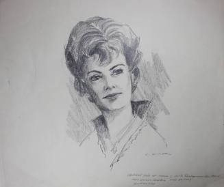Pencil sketch of Ruby trial observer Mrs. Denise Walker dated February 22, 1964