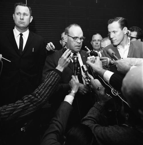 Image of Dallas Police Chief Jesse Curry talking to reporters