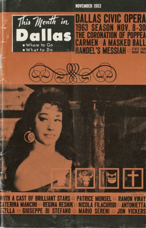 "This Month in Dallas" featuring ads for Jack Ruby's Carousel Club