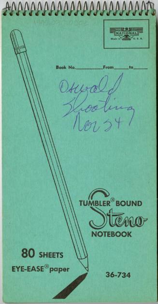 Notebook used by Dallas Times Herald reporter Bob Fenley the day Oswald was shot