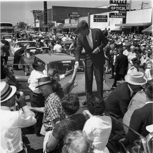 Photograph of John F. Kennedy campaigning in Grand Prairie, Texas