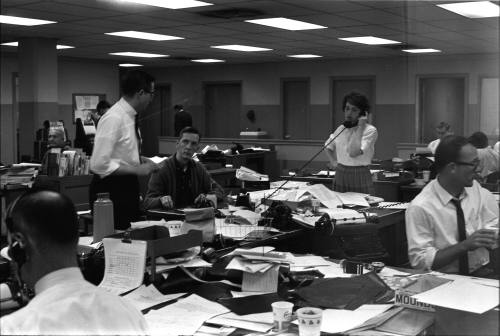 Image of the Dallas Times Herald newsroom on the night of November 22, 1963