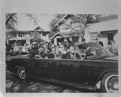 Image of the Kennedy motorcade on Lemmon Ave in Dallas