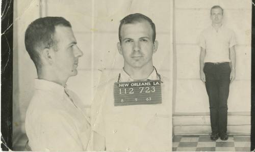 Booking photo of Lee Harvey Oswald taken by the New Orleans Police Department