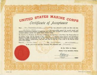 Lee Harvey Oswald's Certificate of Acceptance from the U. S. Marine Corps