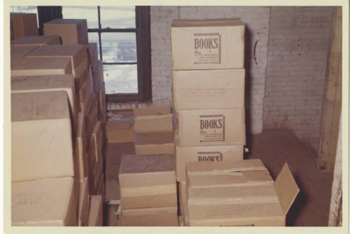 Color photographic print of sixth floor location where rifle was found
