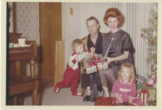 Color photographic print of Jones family at Christmas in 1963