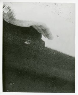 Photograph of damaged curb in Dealey Plaza