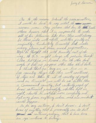 Student essay handwritten a few days after the Kennedy assassination