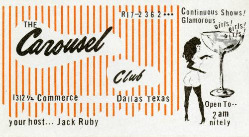 Jack Ruby's business card for The Carousel Club