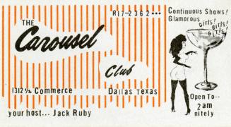 Jack Ruby's business card for The Carousel Club