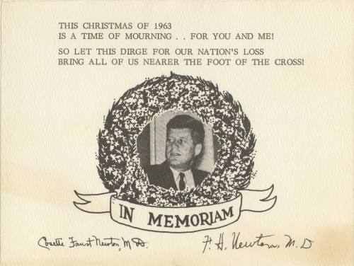 1963 Christmas card memorializing President Kennedy