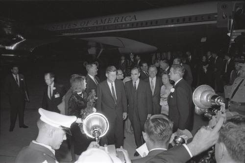 Image of Kennedys arriving at Carswell Air Force Base in Fort Worth