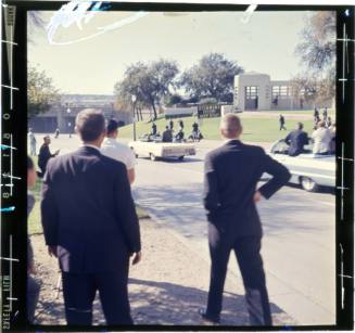 Color slide transparency of Dealey Plaza after shots were fired - Towner 2