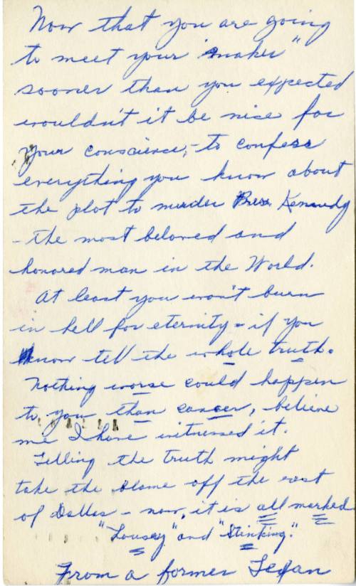 Handwritten letter addressed to Jack Ruby