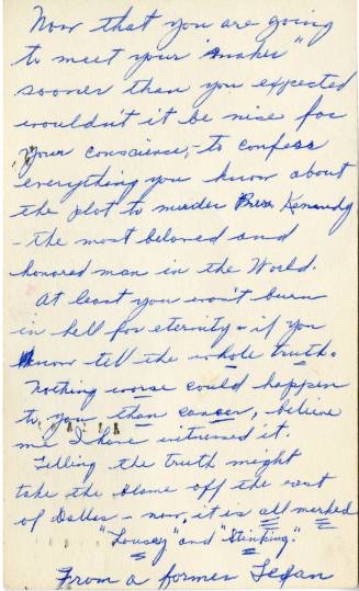 Handwritten letter addressed to Jack Ruby