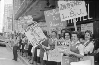 Image of Nixon supporters outside the Baker Hotel in Dallas
