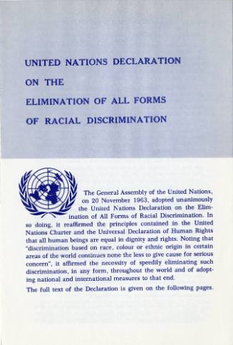 "United Nations Declaration on the Elimination... of Racial Discrimination"