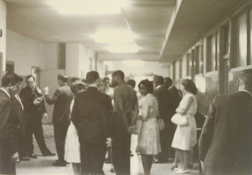 People in a Dallas courthouse during hearings about a civil rights protest