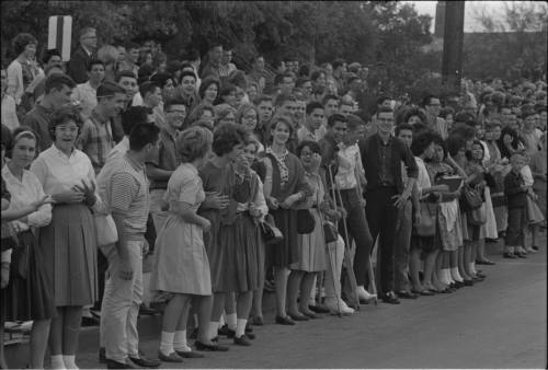 Image of spectators along motorcade route in San Antonio, Texas