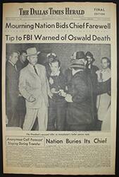 Dallas Times Herald newspaper with a cover story about the Ruby-Oswald shooting