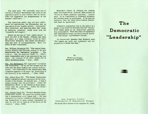 Anti-JFK brochure put out by Los Angeles County Federation of Republican Women