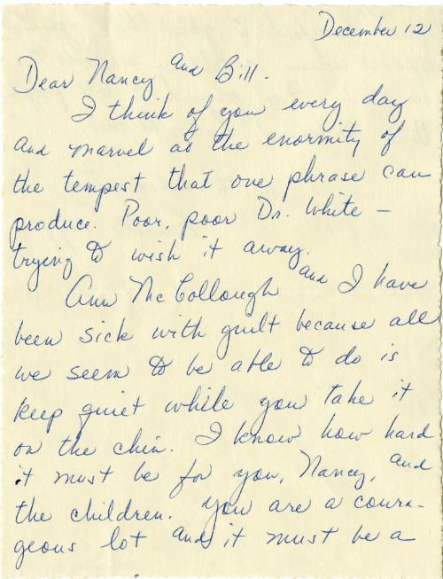 Letter to Reverend William A. Holmes from Carol Tagg