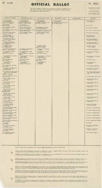 Tarrant County ballot for the 1960 general election