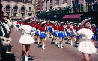Image of the Kilgore Rangerettes marching in a Kennedy campaign parade in Dallas