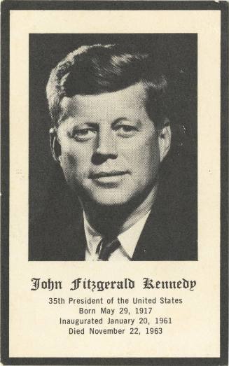 Prayer card for John Fitzgerald Kennedy