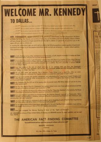 Jack Ruby's copy of the "Welcome Mr. Kennedy" anti-Kennedy ad