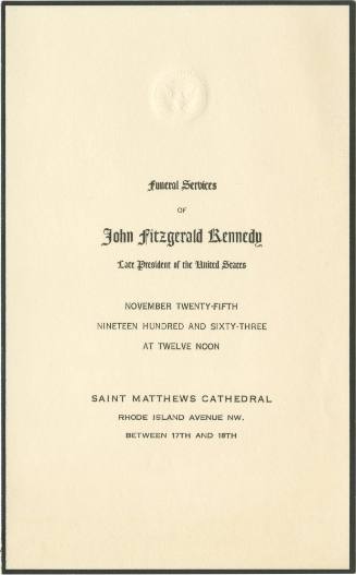 Program from President Kennedy's funeral services at St. Matthew's Cathedral