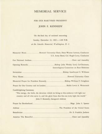 Program for a memorial service held on the final day of national mourning