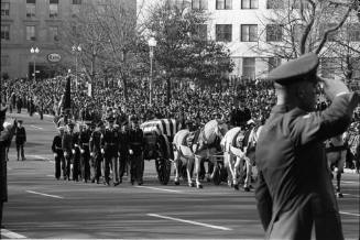 35mm b&w negative of President Kennedy's casket en route to the Capitol