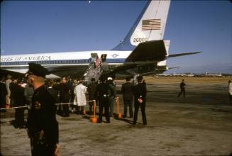 Image of the Kennedys deplaning from Air Force One at Love Field
