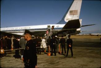 Image of the Kennedys deplaning from Air Force One at Love Field