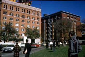 35mm color slide of Dealey Plaza and the Texas School Book Depository from 1963