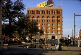 Image of Dealey Plaza and the Texas School Book Depository building