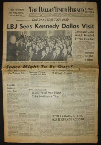 Front section of the Dallas Times Herald with stories about Cuba, civil rights