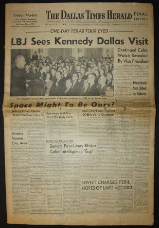 Front section of the Dallas Times Herald with stories about Cuba, civil rights