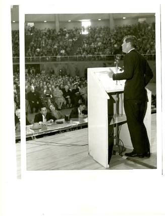 Photograph of Senator John F. Kennedy making a campaign stop in New Mexico