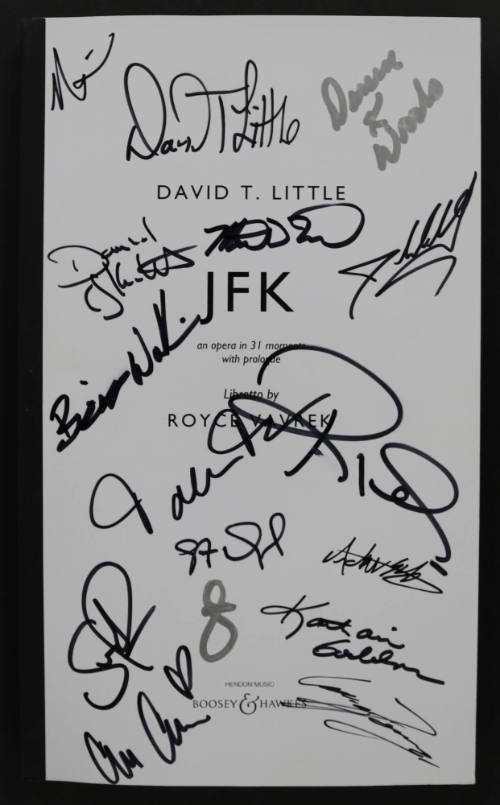 Autographed score for "JFK: an opera in 31 moments with prologue", 2016