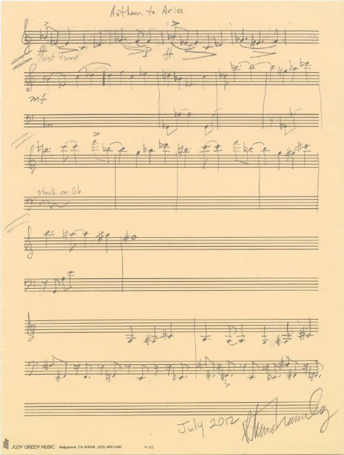 Handwritten sheet music for "One Red Rose" composed by Steven Mackey